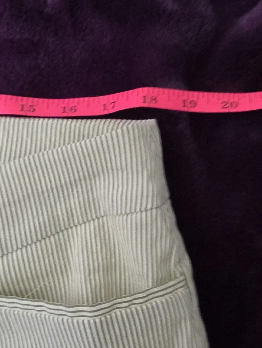 Chico's So Slimming Ankle Searsucker Green & Cream Pants Sz XL(3)